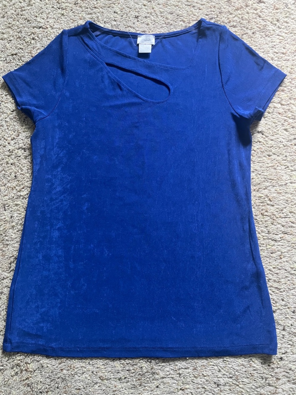 Chicos Women’s Short Sleeve Royal Blue Cutout Top